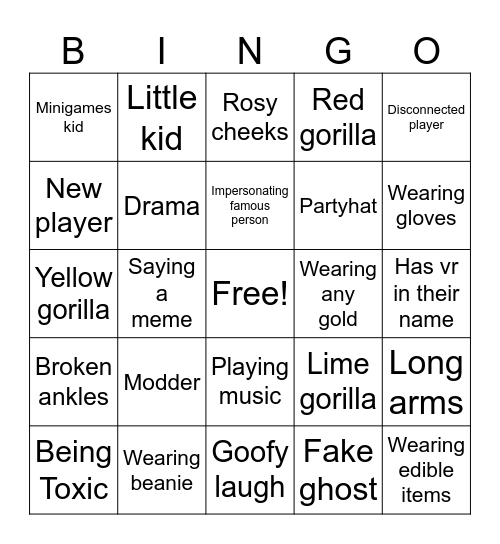Fatigue’s Bingo challenge Bingo Card
