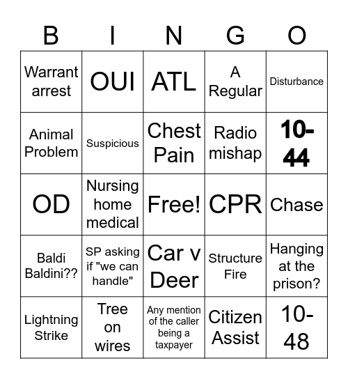 Nor'easter Bingo Card