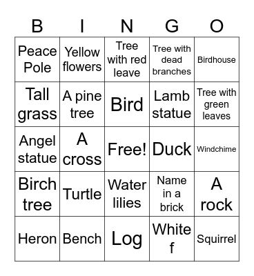 Creation Care Bingo Card