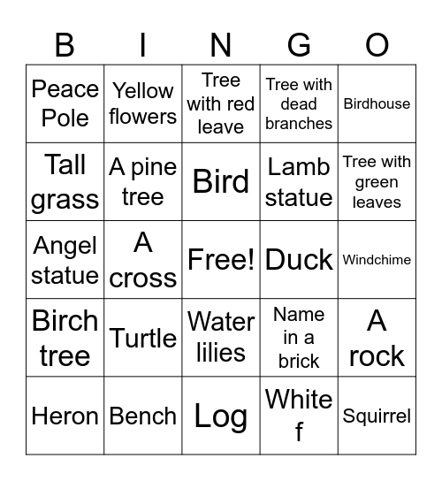 Creation Care Bingo Card
