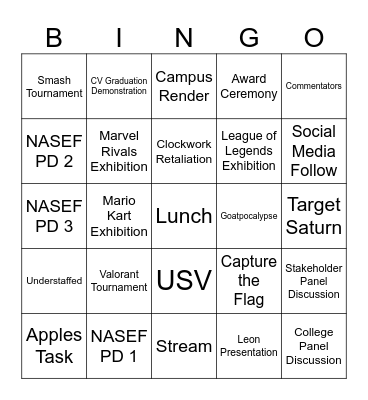 Esports in Action Bingo Card