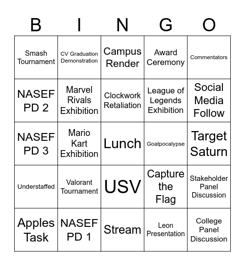 Esports in Action Bingo Card