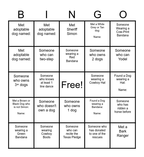 Simon's Round-UP Bingo Card