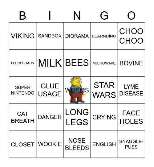 RALPH WIGGUM Bingo Card