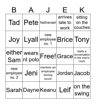 Bob Bingo Card