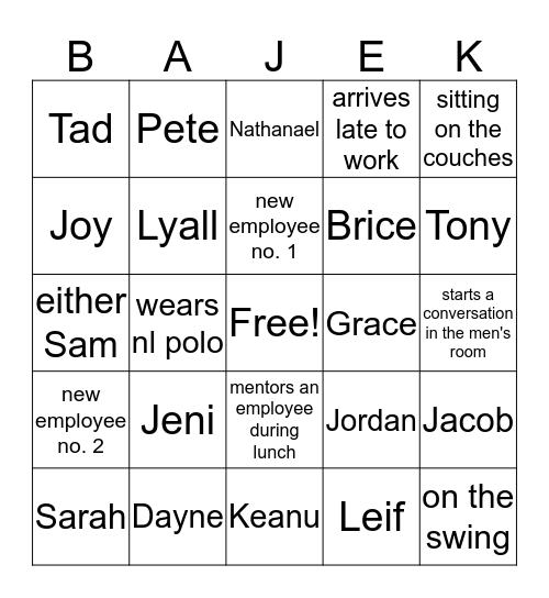 Bob Bingo Card