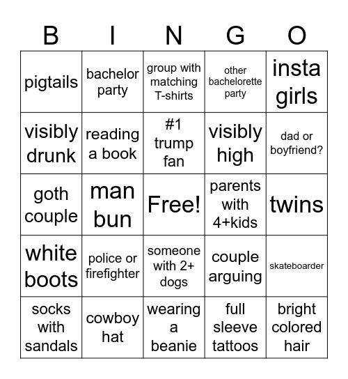 Be Our Guest Bingo Card