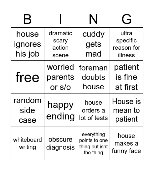 housey Bingo Card