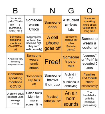 Prairie Graduation Bingo Card
