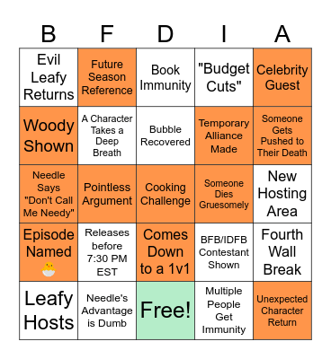 BFDIA 20 BINGO Card