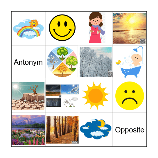 Seasons & Antonyms Bingo Card