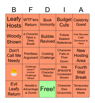 BFDIA 20 BINGO Card