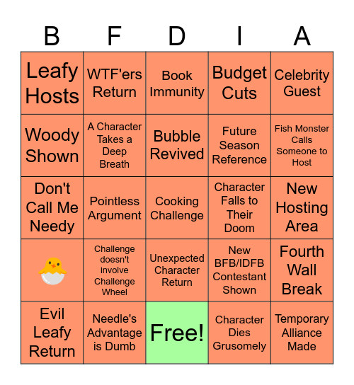 BFDIA 20 BINGO Card