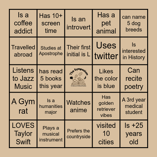 Find Someone Who Bingo Card