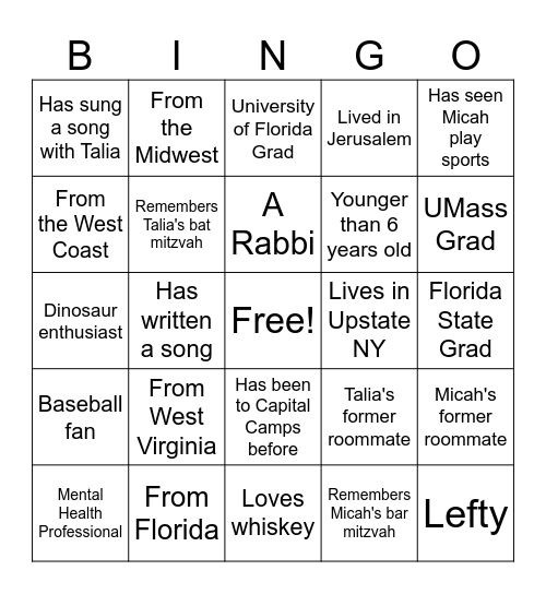 Wedding Bingo! Bingo Card