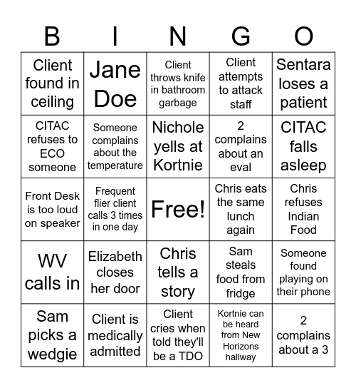 ES Bingo Card