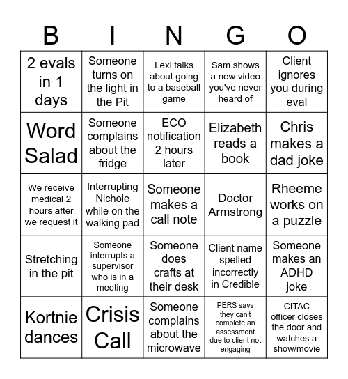 ES Bingo Card
