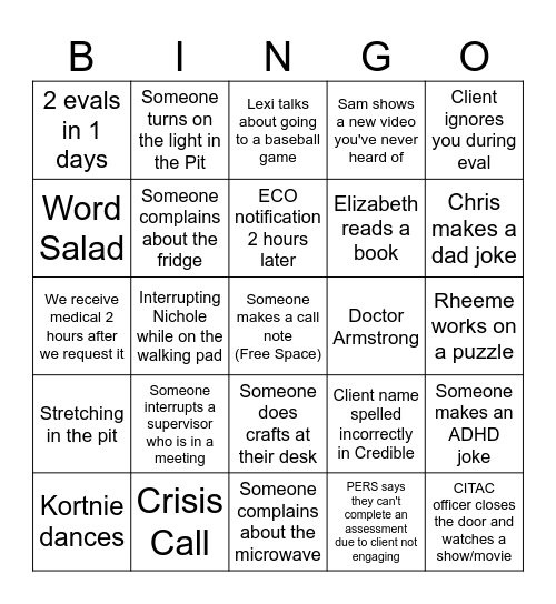 ES Bingo Card