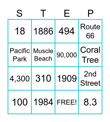 Step Up Bingo! Bingo Card