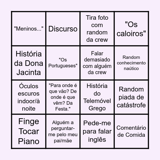 Cruzeiro Bingo Card