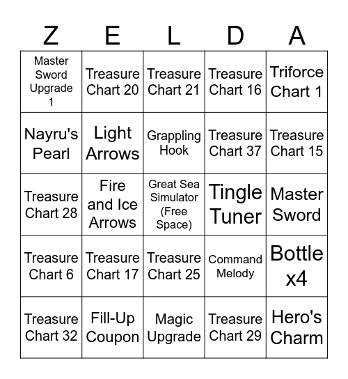Wind Waker Rando Bingo Card