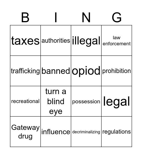 Legalizing Marijuana Bingo Card