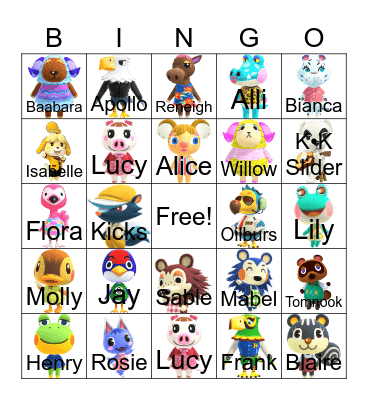 Animal Crossing Bingo Card