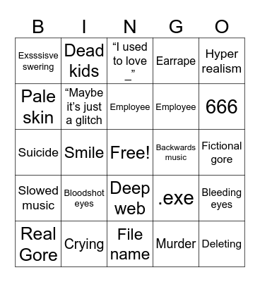 I have a feeling Bingo Card