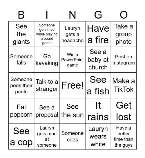 Lauryn's Bachelorette Bingo Card