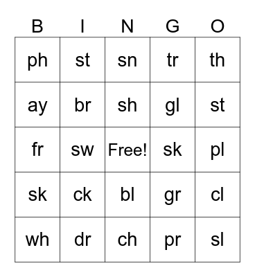 Special Sounds Bingo Card
