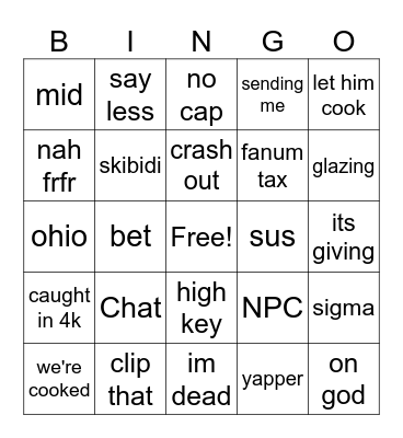 RIZGOD BINGO Card