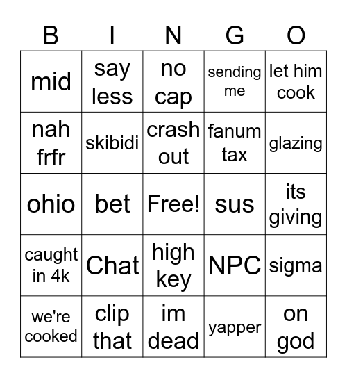 RIZGOD BINGO Card