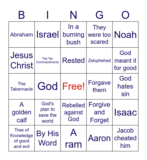 Pentateuch Review Bingo Card