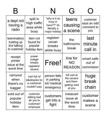 holiday bingo Card