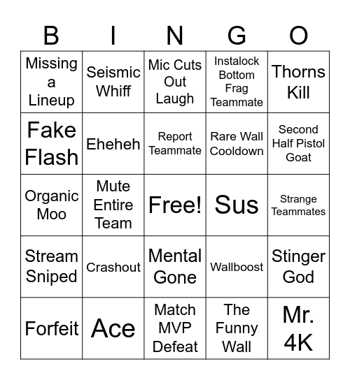 Chef Bingo Card