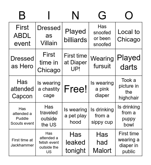 Diaoer Up: Break the Ice Bingo Card