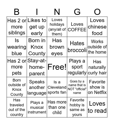 Parent Meeting Bingo Card