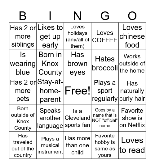 Parent Meeting Bingo Card