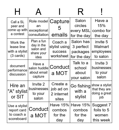 HAIR! Bingo Card