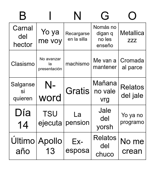 Clase del marco Bingo Card