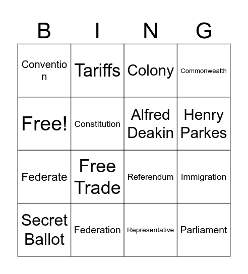 Concepts Choice Task - Task 6 Bingo Card