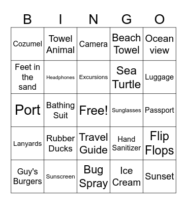 Cruise the High Seas Bingo Card
