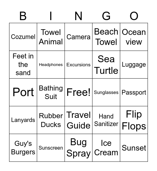 Cruise the High Seas Bingo Card