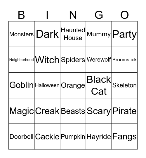 Halloween Bingo Card