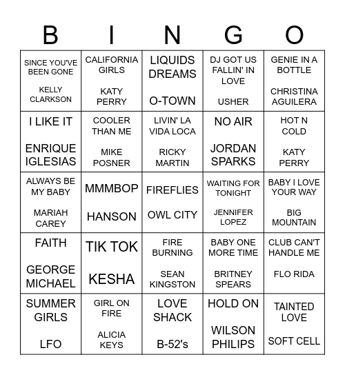 POP Bingo Card