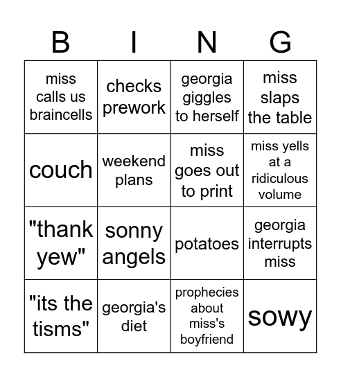 bio bingo Card