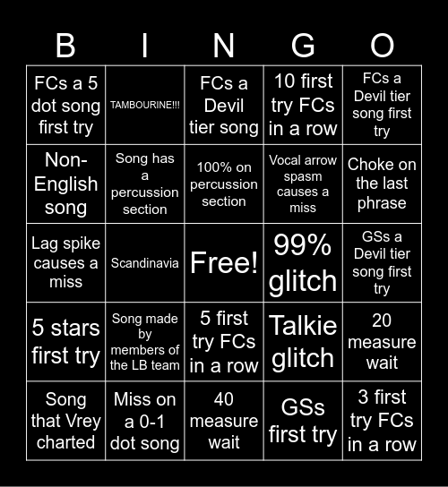 LB Bonus Vocals Bingo Card