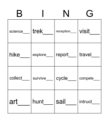 Suffixes for people Bingo Card