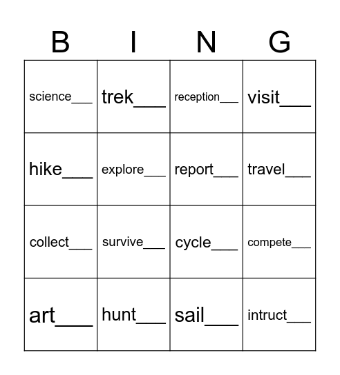 Suffixes for people Bingo Card