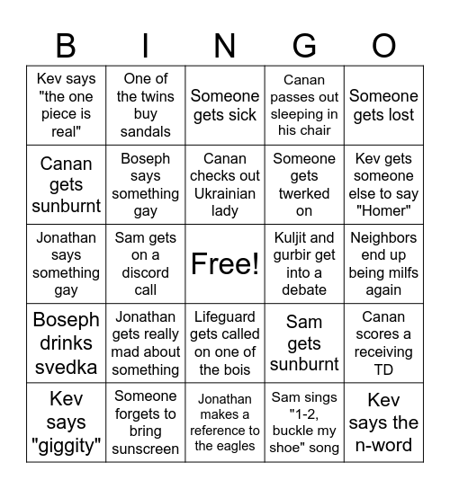 OC Bingo 2025 Bingo Card